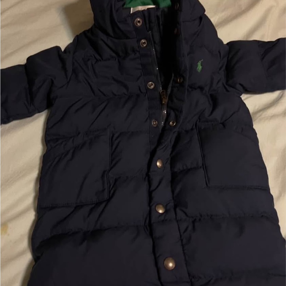 Polo Ralph Lauren Navy Puffer Jacket with Green Logo size 9 months